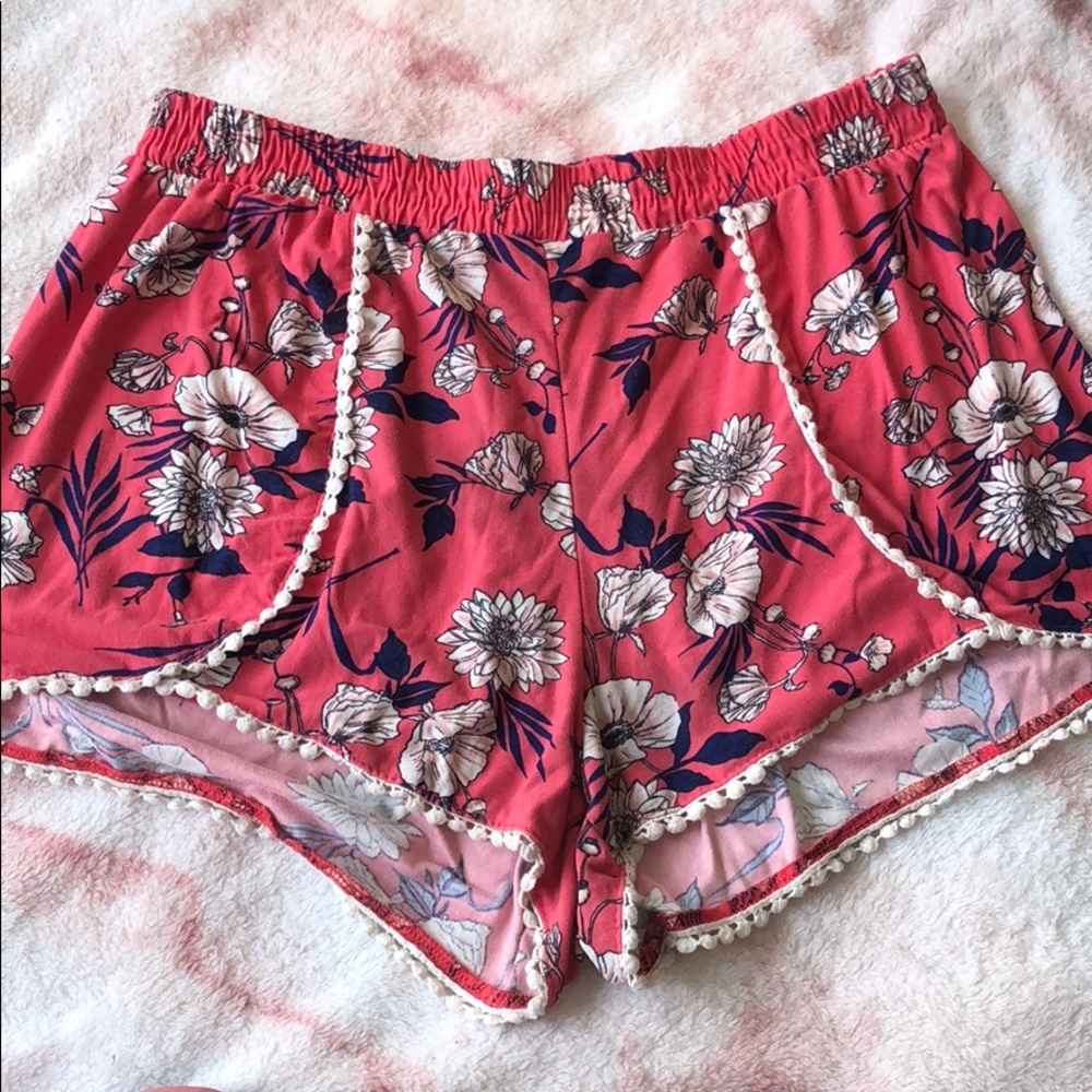 Pink Floral Shorts